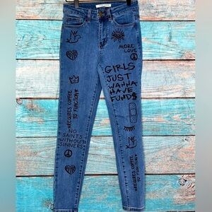 Mashed Potatoes Graphic Jeans 26 5 High Rise Doodles Girlhoodcore LA Street‎